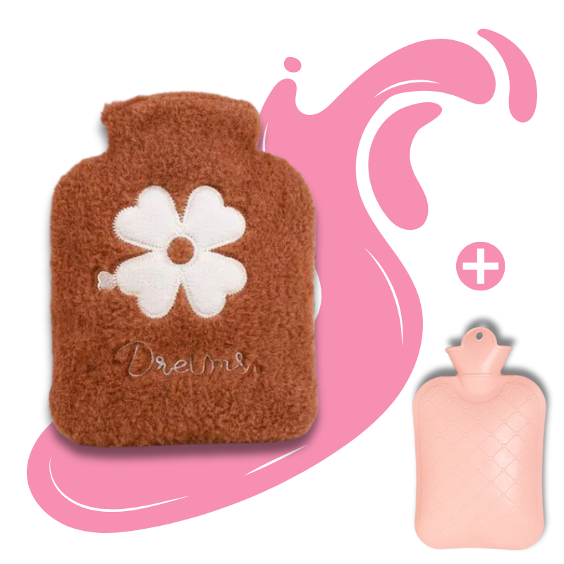 Bouillotte à eau 500 ml | 4h de chaleur, motif fleur - Miss Bouillotte