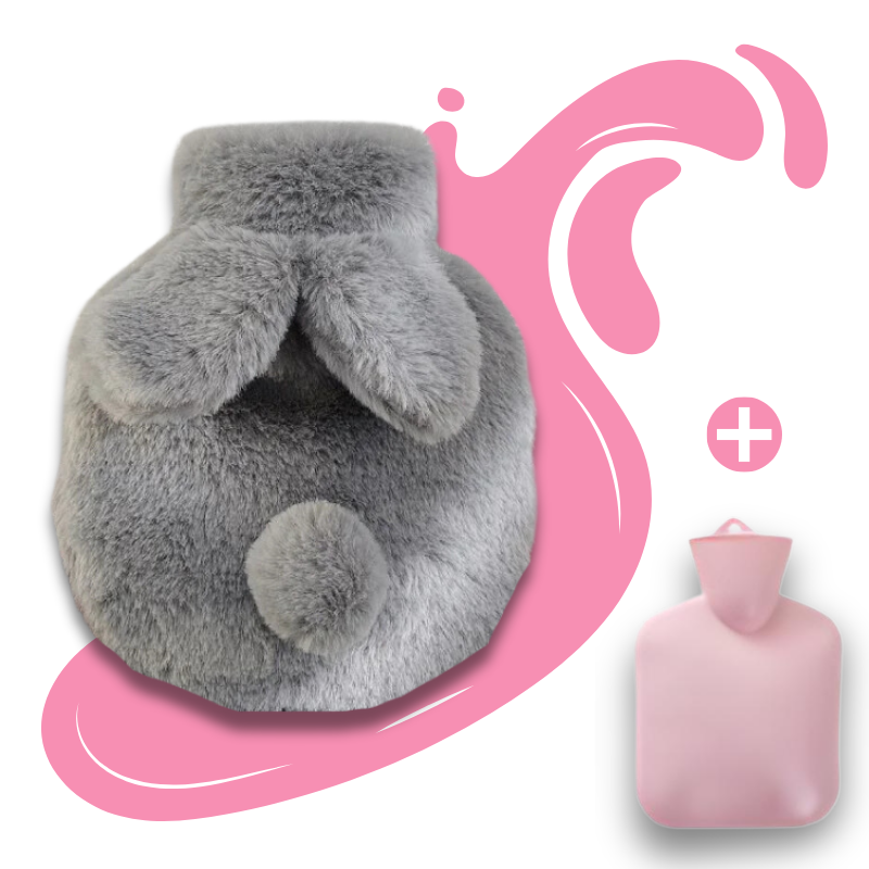 Bouillotte à eau Lapinou 400 ml | 4h de chaleur, housse oreilles de lapin - Miss Bouillotte