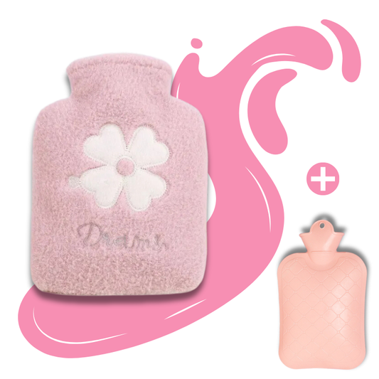 Bouillotte à eau 500 ml | 4h de chaleur, motif fleur - Miss Bouillotte