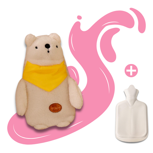 Bouillotte peluche à eau 1L | 4h de chaleur, housse petit ourson ou petit lapin - Miss Bouillotte