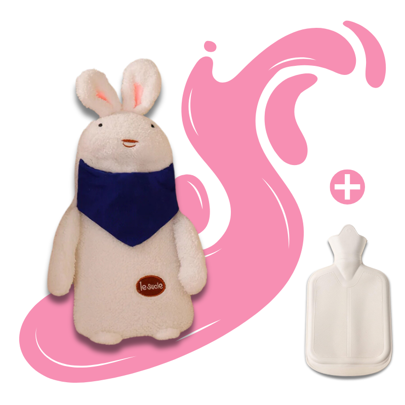 Bouillotte peluche à eau 1L | 4h de chaleur, housse petit ourson ou petit lapin - Miss Bouillotte