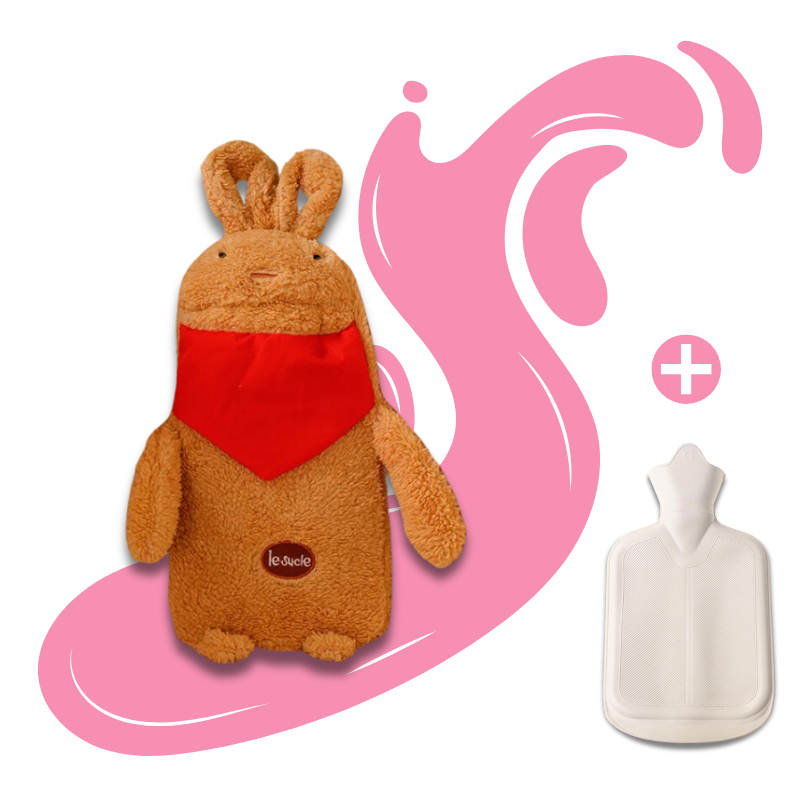 Bouillotte peluche à eau 1L | 4h de chaleur, housse petit ourson ou petit lapin - Miss Bouillotte