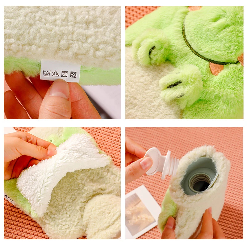 Bouillotte peluche à eau 1L | 4h de chaleur, housse poussin ou grenouille - Miss Bouillotte