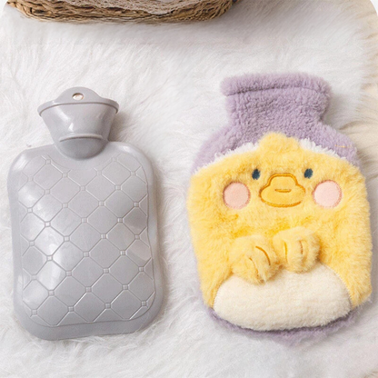 Bouillotte peluche à eau 1L | 4h de chaleur, housse poussin ou grenouille - Miss Bouillotte