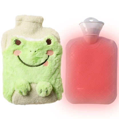 Bouillotte peluche à eau 1L | 4h de chaleur, housse poussin ou grenouille - Miss Bouillotte