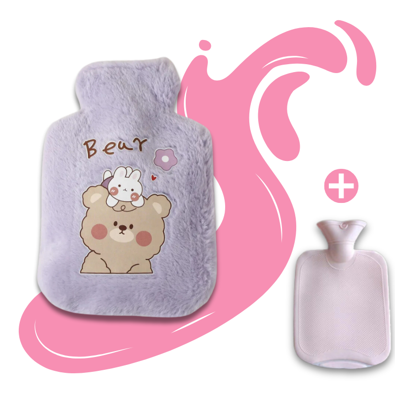 Bouillotte peluche à eau 500 ml | 4h de chaleur, motifs Kawaii - Miss Bouillotte