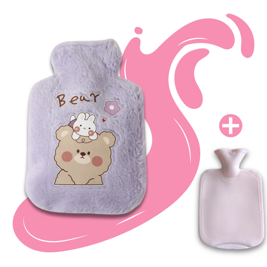Bouillotte peluche à eau 500 ml | 4h de chaleur, motifs Kawaii - Miss Bouillotte