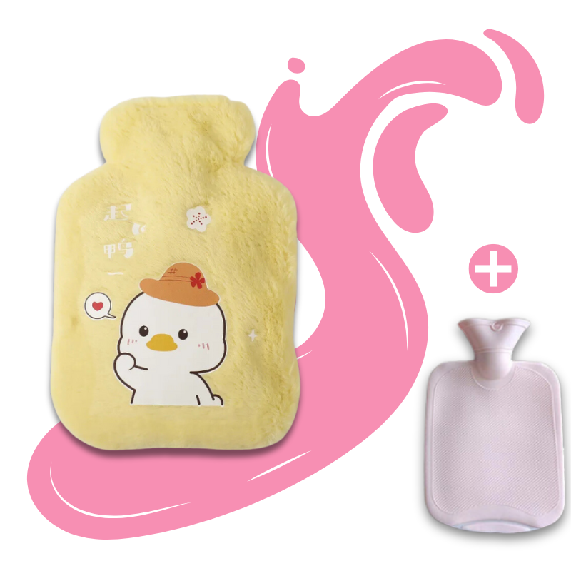 Bouillotte peluche à eau 500 ml | 4h de chaleur, motifs Kawaii - Miss Bouillotte