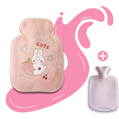 Bouillotte peluche à eau 500 ml | 4h de chaleur, motifs Kawaii - Miss Bouillotte