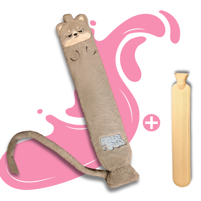 Bouillotte peluche Kawaii à eau longue 1,5L | 6h de chaleur, moumoute avec queue - Miss Bouillotte