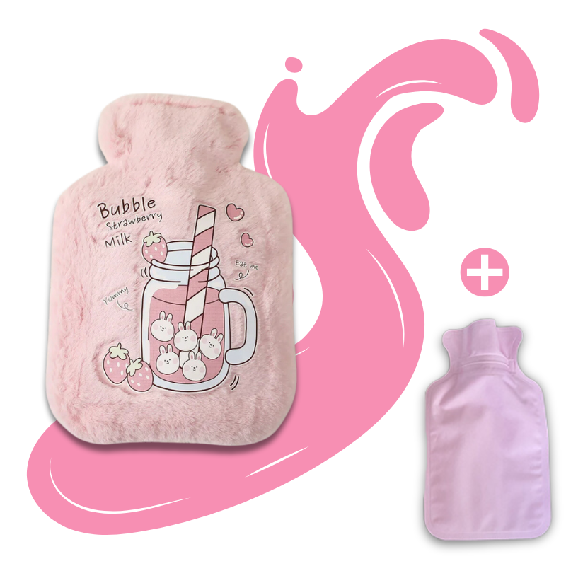 Bouillotte peluche à eau 500 ml | 4h de chaleur, motifs Kawaii - Miss Bouillotte