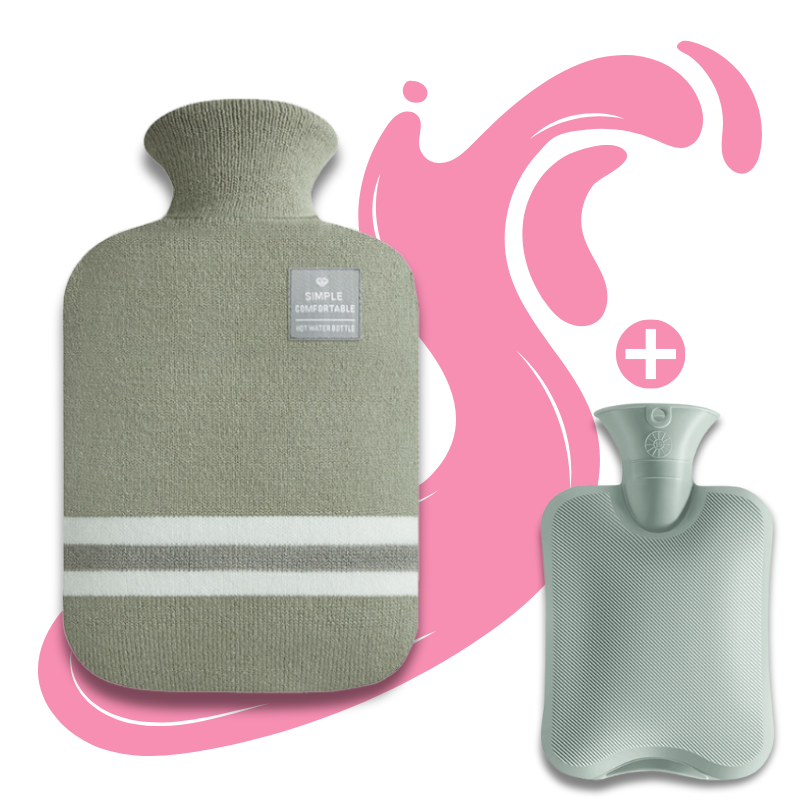 Bouillotte à eau 2L | 6h de chaleur, housse style pullover - Miss Bouillotte