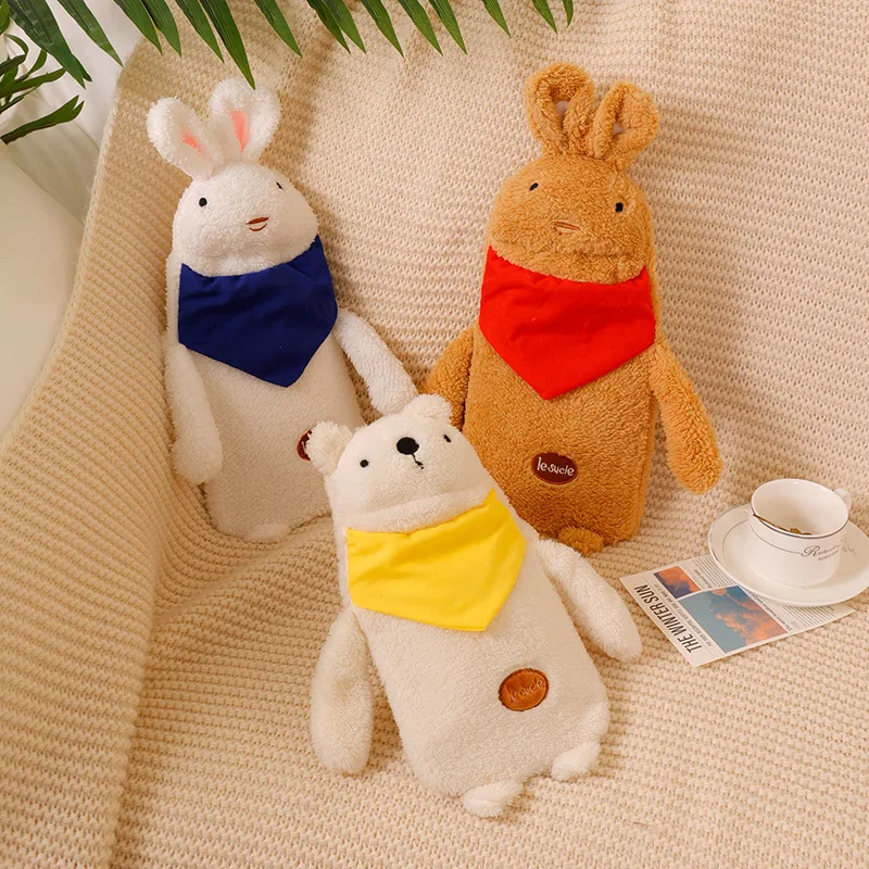 Bouillotte peluche à eau 1L | 4h de chaleur, housse petit ourson ou petit lapin - Miss Bouillotte