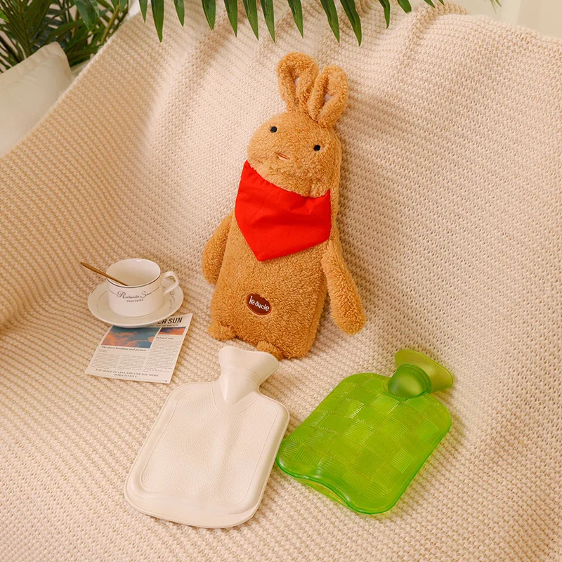 Bouillotte peluche à eau 1L | 4h de chaleur, housse petit ourson ou petit lapin - Miss Bouillotte