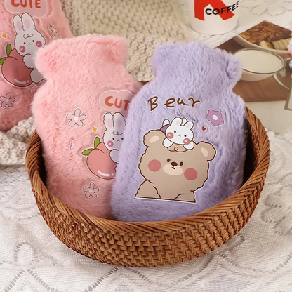 Bouillotte peluche à eau 500 ml | 4h de chaleur, motifs Kawaii - Miss Bouillotte