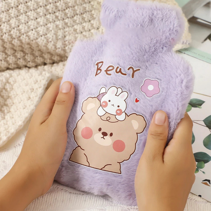 Bouillotte peluche à eau 500 ml | 4h de chaleur, motifs Kawaii - Miss Bouillotte