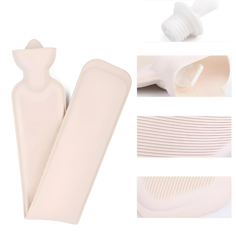 Bouillotte longue à eau 2L | 6h de chaleur, housse motif hiver - Miss Bouillotte