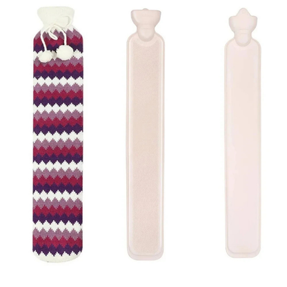 Bouillotte longue à eau 2L | 6h de chaleur, housse motif hiver - Miss Bouillotte