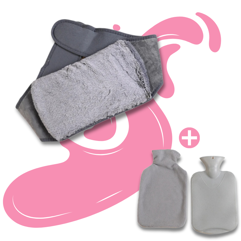 Bouillotte ceinture à eau 1L | 6h de chaleur, housse en moumoute - Miss Bouillotte