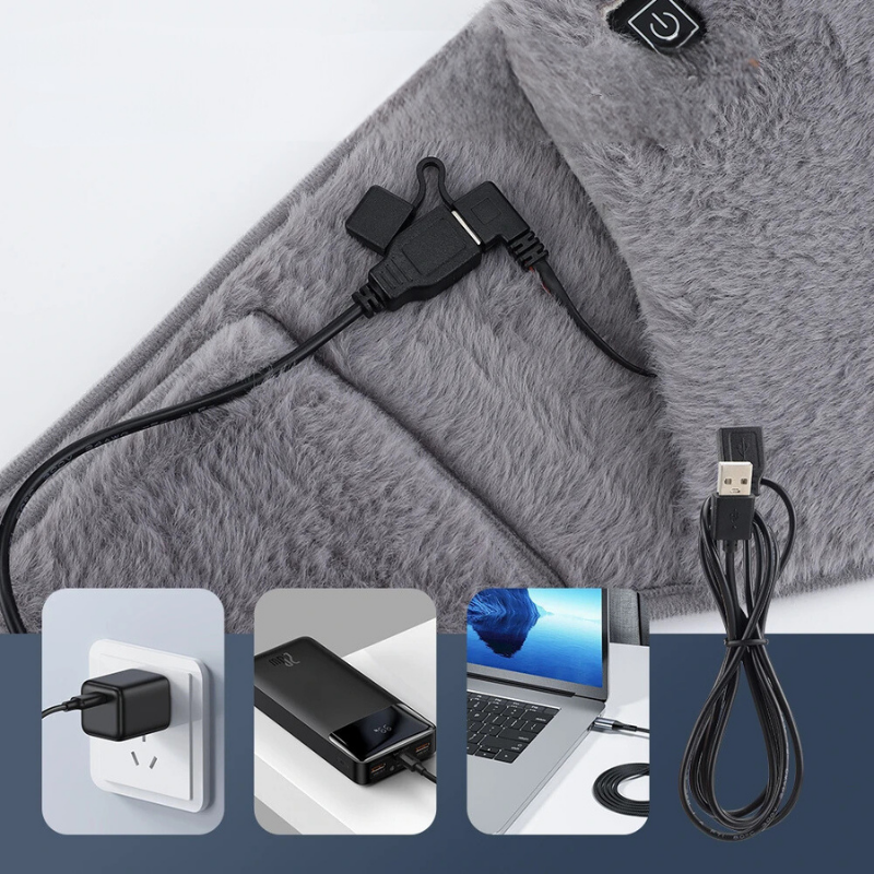 Bouillotte électrique USB rechargeable | Ceinture chauffante 5h de chaleur, moumoute douce lavable - Miss Bouillotte