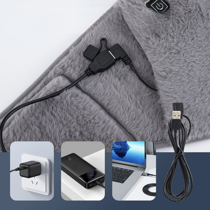 Bouillotte électrique USB rechargeable | Ceinture chauffante 5h de chaleur, moumoute douce lavable - Miss Bouillotte