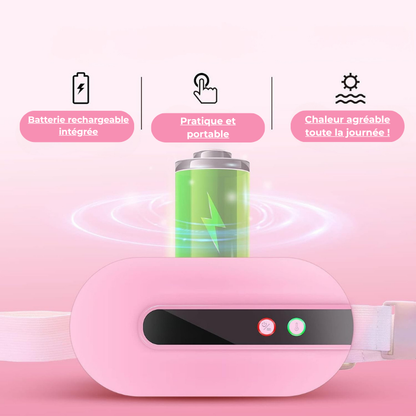Bouillotte Électrique Ceinture Chauffante | 2h à 5h d'Autonomie, 3 niveaux de températures (40 à 50°C), 3 modes massage vibrant, ultra-légère, Rechargeable USB-C | Miss Bouillotte