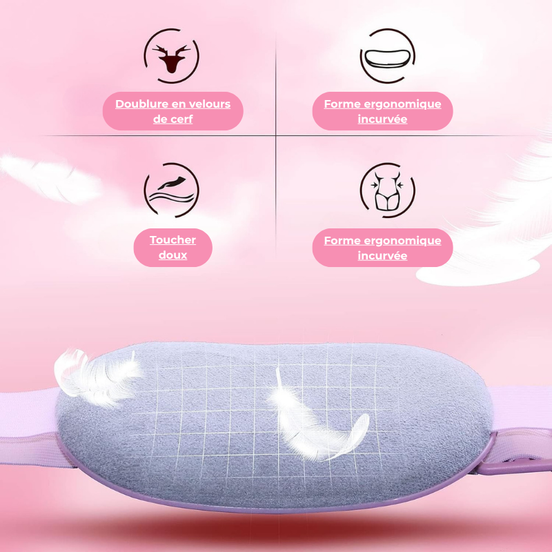 Bouillotte Électrique Ceinture Chauffante | 2h à 5h d'Autonomie, 3 niveaux de températures (40 à 50°C), 3 modes massage vibrant, ultra-légère, Rechargeable USB-C | Miss Bouillotte