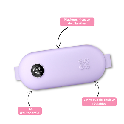 Bouillotte Électrique Ceinture | 3h d'Autonomie, 6 Niveaux de Température (40 – 65°C), 6 Modes de Vibration, Rechargeable USB-C | Miss Bouillotte