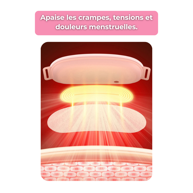 Bouillotte Électrique Ceinture | 3h d'Autonomie, 6 Niveaux Températures (45 - 65°C), Massage Intégré, Rechargeable USB-C | Miss Bouillotte
