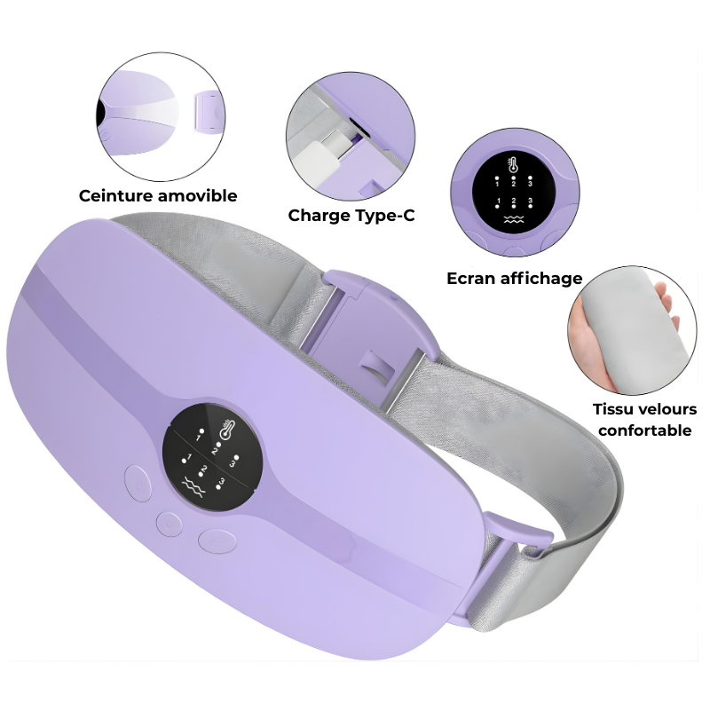 Bouillotte Électrique Ceinture | 3h d'Autonomie, 3 niveaux chaleur (45–65°C), 3 modes massage, Rechargeable USB-C | Miss Bouillotte
