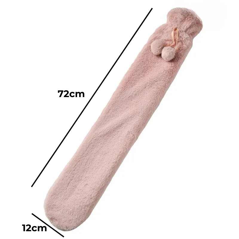 Bouillotte longue à eau 2L | 6h de chaleur, housse douce en moumoute - Miss Bouillotte