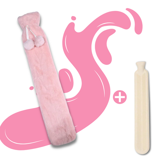Bouillotte longue à eau 1L | 6h de chaleur enveloppante, housse douce avec pompon - Miss Bouillotte