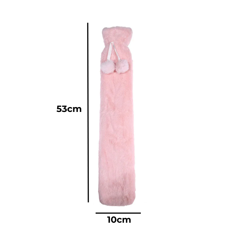 Bouillotte longue à eau 1L | 6h de chaleur enveloppante, housse douce avec pompon - Miss Bouillotte