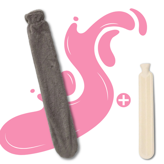 Bouillotte longue à eau 2L | 6h de chaleur, housse douce en moumoute - Miss Bouillotte