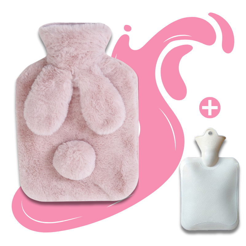 Bouillotte à eau lapinou 2L | 6h de chaleur, housse oreilles de lapin - Miss Bouillotte