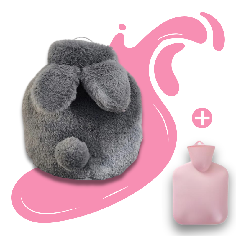 Bouillotte à eau Lapinou 400 ml | 4h de chaleur, housse oreilles de lapin - Miss Bouillotte