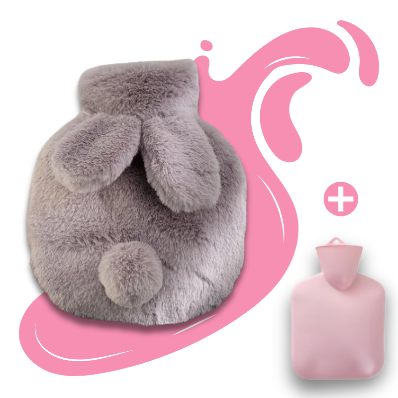 Bouillotte à eau Lapinou 400 ml | 4h de chaleur, housse oreilles de lapin - Miss Bouillotte