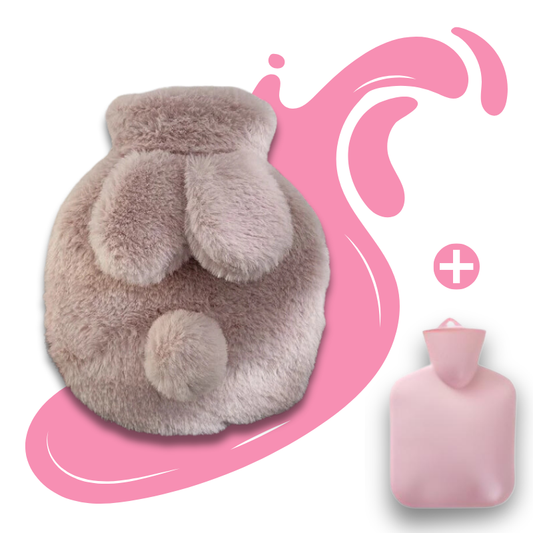 Bouillotte à eau Lapinou 400 ml | 4h de chaleur, housse oreilles de lapin - Miss Bouillotte