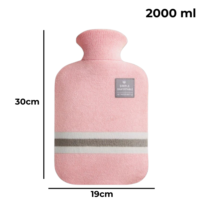 Bouillotte à eau 2L | 6h de chaleur, housse style pullover - Miss Bouillotte