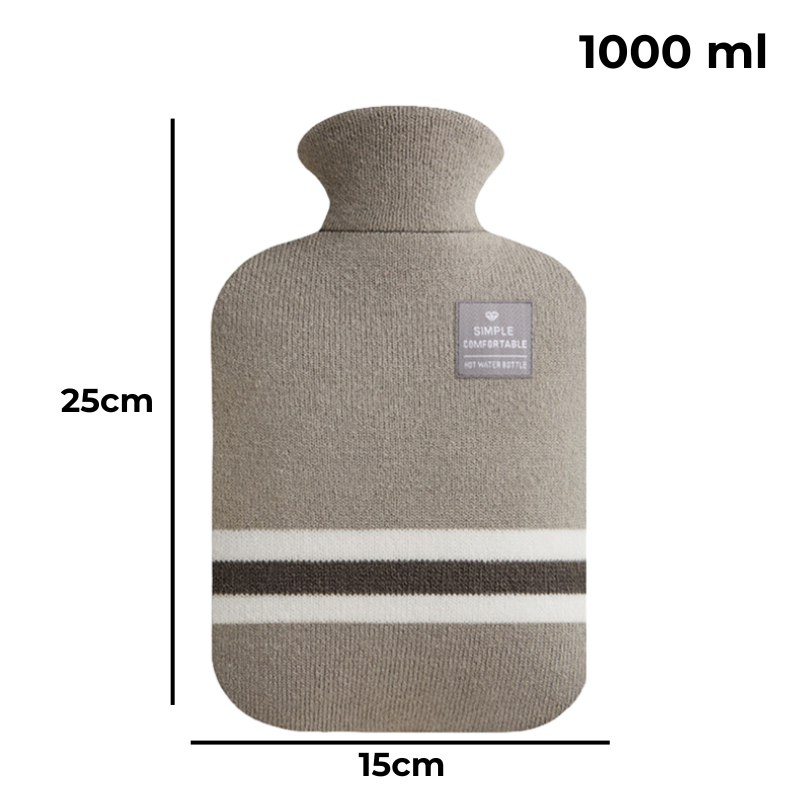 Bouillotte à eau 2L | 6h de chaleur, housse style pullover - Miss Bouillotte