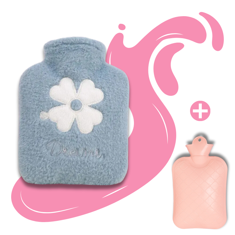 Bouillotte à eau 500 ml | 4h de chaleur, motif fleur - Miss Bouillotte
