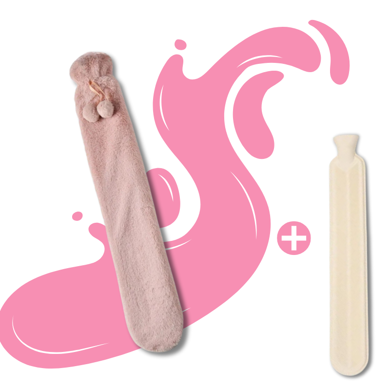 Bouillotte longue à eau 2L | 6h de chaleur, housse douce en moumoute - Miss Bouillotte