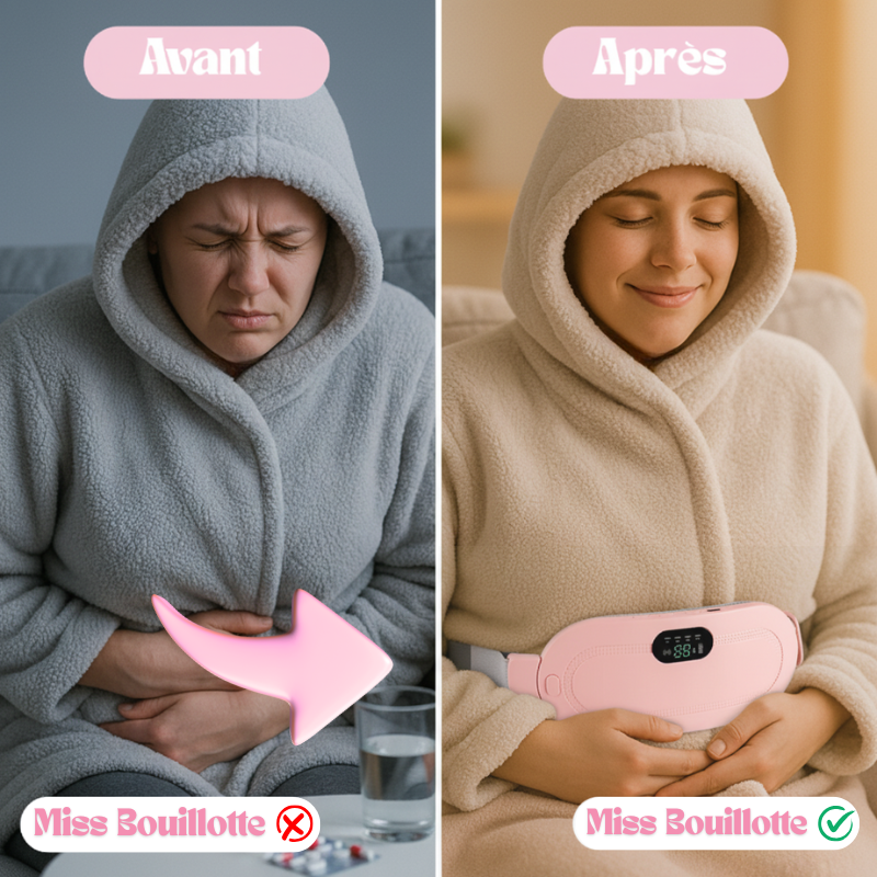 Bouillotte Électrique Ceinture | 2h Autonomie, Massage Intelligent, 5 Niveaux Température, Confort Optimal | Miss Bouillotte