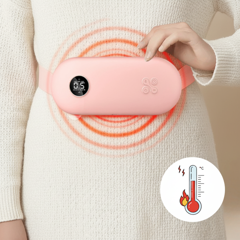 Bouillotte Électrique Ceinture | 3h d'Autonomie, 6 Niveaux de Température (40 – 65°C), 6 Modes de Vibration, Rechargeable USB-C | Miss Bouillotte