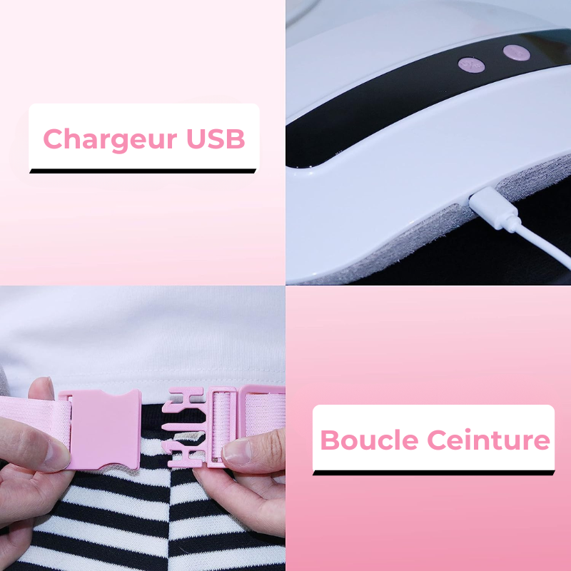 Bouillotte Électrique Ceinture Chauffante | 2h à 5h d'Autonomie, 3 niveaux de températures (40 à 50°C), 3 modes massage vibrant, ultra-légère, Rechargeable USB-C | Miss Bouillotte