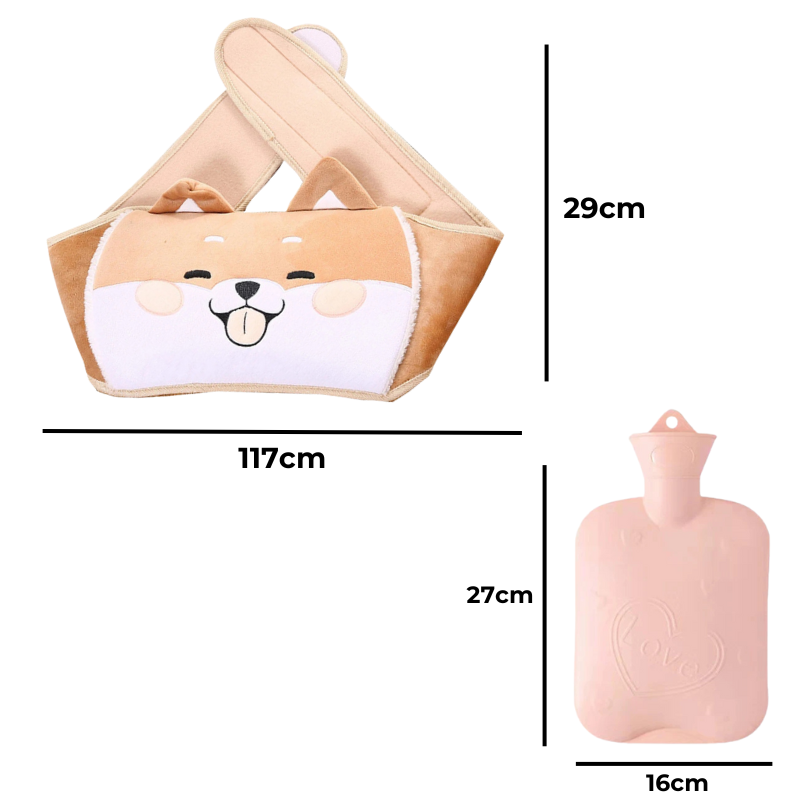 Bouillotte ceinture à eau 1L | 6h de chaleur, Shiba Inu Kawaii - Miss Bouillotte