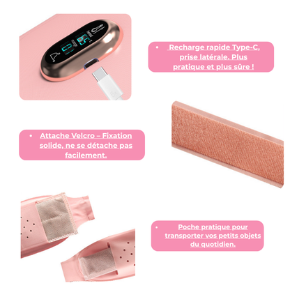 Bouillotte Électrique Ceinture | 3h d'Autonomie, 5 Niveaux de Chauffe (45 - 65°C), 7 Modes de Massage, Rechargeable USB-C | Miss Bouillotte