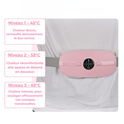Bouillotte Électrique Ceinture | 3h d'Autonomie, 3 niveaux chaleur (45–65°C), 3 modes massage, Rechargeable USB-C | Miss Bouillotte